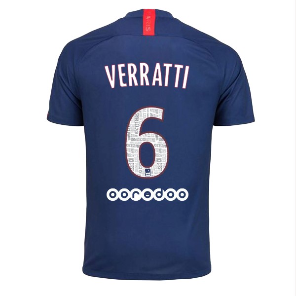 Camiseta Paris Saint Germain NO.6 Verratti Primera equipación 2019-2020 Azul